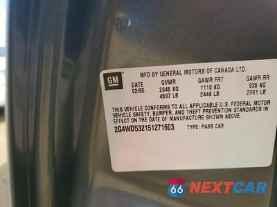 Zdjęcie 12 z 12 samochodu: 2005 BUICK LACROSSE VIN:2G4WD532151271603 - miniatura