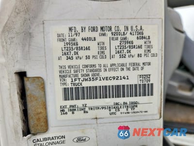 Zdjęcie 12 z 12 samochodu: 1997 FORD F350 VIN:1FTJW35F1VEC92141 - miniatura
