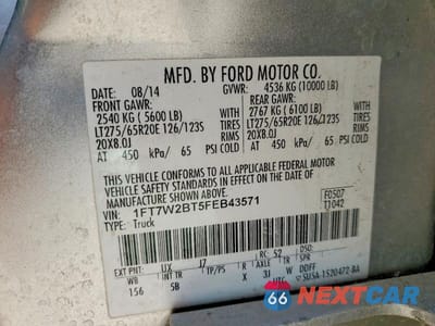 Zdjęcie 13 z 13 samochodu: 2015 FORD F250 SUPER DUTY VIN:1FT7W2BT5FEB43571 - miniatura