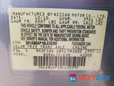 Zdjęcie 12 z 12 samochodu: 2011 NISSAN SENTRA 2.0 VIN:3N1AB6AP1BL630390 - miniatura