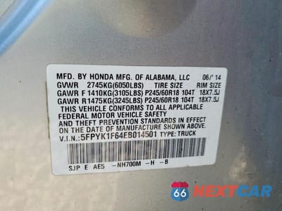 Zdjęcie 12 z 12 samochodu: 2014 HONDA RIDGELINE RTL-S VIN:5FPYK1F64EB014501 - miniatura