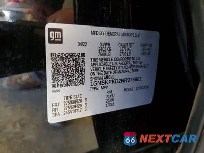 Zdjęcie 14 z 14 samochodu: 2022 CHEVROLET TAHOE K1500 Z71 VIN:1GNSKPKD2NR276802 - miniatura