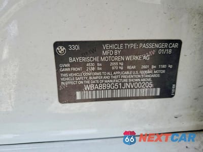 Zdjęcie 12 z 12 samochodu: 2018 BMW 330 I VIN:WBA8B9G51JNV00205 - miniatura