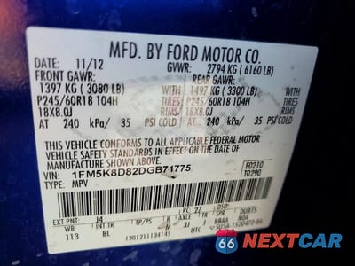 Zdjęcie 13 z 13 samochodu: 2013 FORD EXPLORER XLT VIN:1FM5K8D82DGB71775 - miniatura