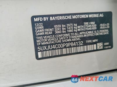 Zdjęcie 12 z 12 samochodu: 2023 BMW X5 M50I VIN:5UXJU4C00P9P84132 - miniatura