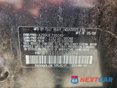 Zdjęcie 12 z 12 samochodu: 2008 SUBARU IMPREZA 2.5I VIN:JF1GE616X8G527266 - miniatura