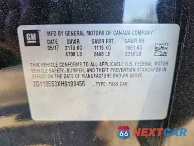 Zdjęcie 13 z 13 samochodu: 2017 CHEVROLET IMPALA LT VIN:2G1105S3XH9190456 - miniatura