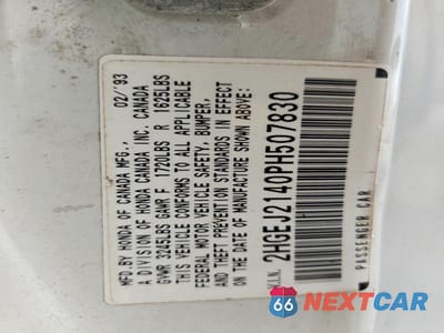 Zdjęcie 13 z 13 samochodu: 1993 HONDA CIVIC DX VIN:2HGEJ2140PH507830 - miniatura