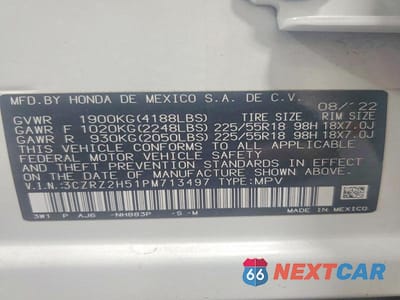 Zdjęcie 13 z 13 samochodu: 2023 HONDA HR-V SPORT VIN:3CZRZ2H51PM713497 - miniatura