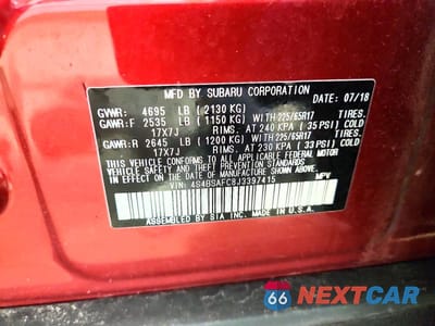 Zdjęcie 13 z 13 samochodu: 2018 SUBARU OUTBACK 2.5I PREMIUM VIN:4S4BSAFC8J3397415 - miniatura