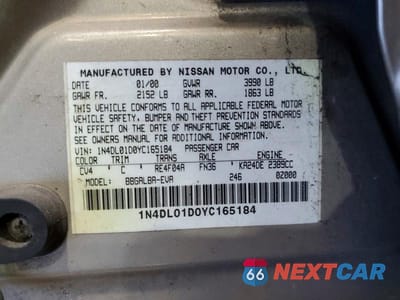 Zdjęcie 13 z 13 samochodu: 2000 NISSAN ALTIMA XE VIN:1N4DL01D0YC165184 - miniatura