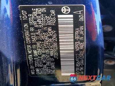 Zdjęcie 12 z 12 samochodu: 2008 TOYOTA YARIS BASE VIN:JTDBT923881209679 - miniatura