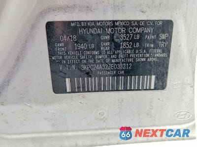 Zdjęcie 12 z 12 samochodu: 2018 HYUNDAI ACCENT SE VIN:3KPC24A32JE033212 - miniatura