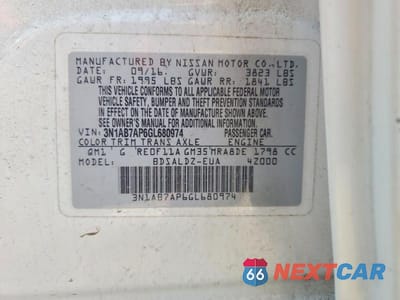 Zdjęcie 12 z 12 samochodu: 2016 NISSAN SENTRA SV VIN:3N1AB7AP6GL680974 - miniatura
