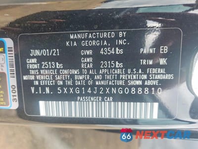 Zdjęcie 13 z 13 samochodu: 2022 KIA K5 LXS VIN:5XXG14J2XNG088810 - miniatura