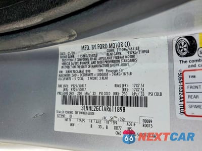 Zdjęcie 12 z 12 samochodu: 2010 LINCOLN MKZ VIN:3LNHL2GC1AR611898 - miniatura