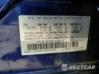 Zdjęcie 12 z 12 samochodu: 2006 MAZDA 3 I VIN:JM1BK32F061408443 - miniatura
