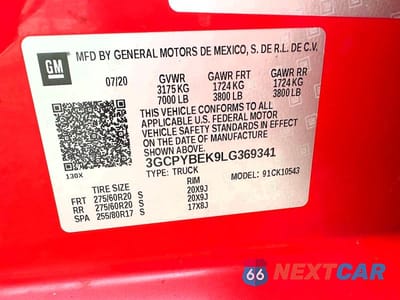 Zdjęcie 10 z 11 samochodu: 2020 CHEVROLET SILVERADO K1500 CUSTOM VIN:3GCPYBEK9LG369341 - miniatura