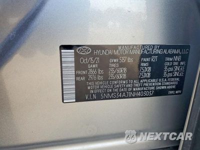 Zdjęcie 12 z 12 samochodu: 2022 HYUNDAI SANTA FE SEL VIN:5NMS34AJ1NH403037 - miniatura
