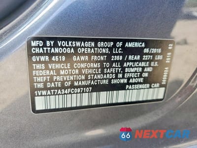 Zdjęcie 12 z 12 samochodu: 2015 VOLKSWAGEN PASSAT S VIN:1VWAT7A34FC097107 - miniatura