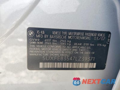 Zdjęcie 12 z 12 samochodu: 2007 BMW X5 4.8I VIN:5UXFE83547LZ39371 - miniatura