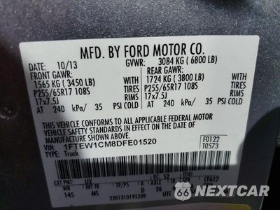 Zdjęcie 12 z 12 samochodu: 2013 FORD F150 SUPERCREW VIN:1FTEW1CM8DFE01520 - miniatura