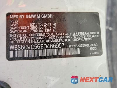 Zdjęcie 13 z 13 samochodu: 2014 BMW M6 GRAN COUPE VIN:WBS6C9C56ED466957 - miniatura