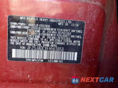 Zdjęcie 14 z 14 samochodu: 2015 SUBARU FORESTER 2.5I PREMIUM VIN:JF2SJADCXFH563858 - miniatura