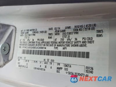Zdjęcie 13 z 13 samochodu: 2014 FORD ESCAPE SE VIN:1FMCU0GX8EUC69914 - miniatura