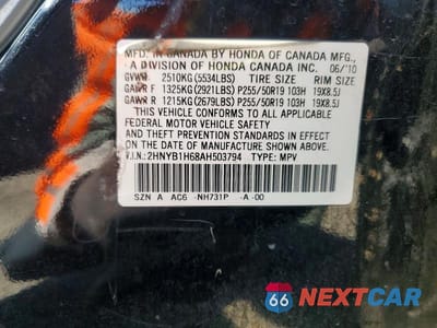 Zdjęcie 12 z 12 samochodu: 2010 ACURA ZDX ADVANCE VIN:2HNYB1H68AH503794 - miniatura
