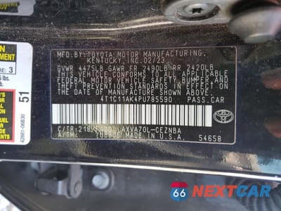 Zdjęcie 12 z 12 samochodu: 2023 TOYOTA CAMRY LE VIN:4T1C11AK4PU785590 - miniatura