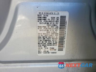 Zdjęcie 12 z 12 samochodu: 2009 NISSAN MURANO S VIN:JN8AZ18W39W160137 - miniatura