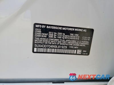 Zdjęcie 13 z 13 samochodu: 2022 BMW X4 M40I VIN:5UX43DT04N9L81929 - miniatura