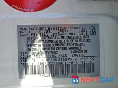 Zdjęcie 12 z 12 samochodu: 2023 NISSAN SENTRA SR VIN:3N1AB8DV1PY270022 - miniatura