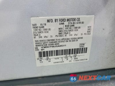 Zdjęcie 13 z 13 samochodu: 2018 FORD EXPLORER LIMITED VIN:1FM5K7F88JGA85311 - miniatura