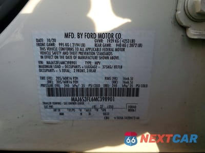 Zdjęcie 12 z 12 samochodu: 2021 FORD ECOSPORT S VIN:MAJ6S3FL6MC398901 - miniatura