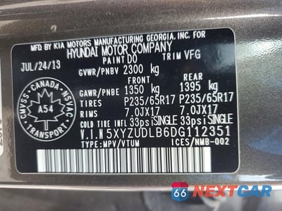 Zdjęcie 13 z 13 samochodu: 2013 HYUNDAI SANTA FE SPORT 2.4L VIN:5XYZUDLB6DG112351 - miniatura