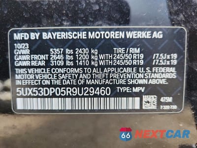 Zdjęcie 14 z 14 samochodu: 2024 BMW X3 XDRIVE30I VIN:5UX53DP05R9U29460 - miniatura