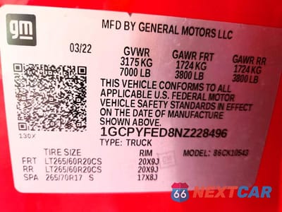 Zdjęcie 12 z 12 samochodu: 2022 CHEVROLET SILVERADO LTD K1500 LT TRAIL BOSS VIN:1GCPYFED8NZ228496 - miniatura