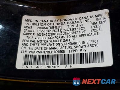 Zdjęcie 13 z 13 samochodu: 2014 HONDA CR-V EXL VIN:2HKRM4H7XEH709565 - miniatura