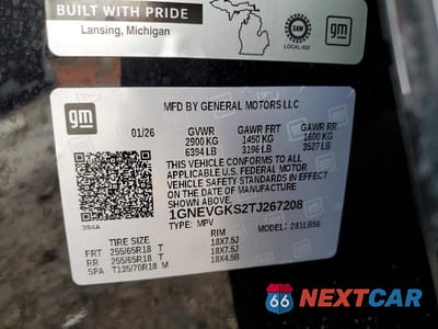 Zdjęcie 13 z 13 samochodu: 2026 CHEVROLET TRAVERSE LT VIN:1GNEVGKS2TJ267208 - miniatura