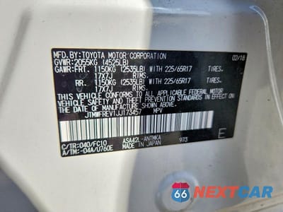 Zdjęcie 13 z 13 samochodu: 2018 TOYOTA RAV4 XLE VIN:JTMWFREV1JJ173457 - miniatura