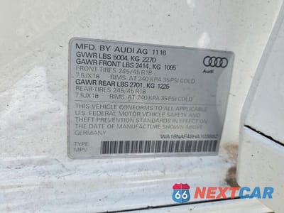 Zdjęcie 13 z 13 samochodu: 2017 AUDI A4 ALLROAD PREMIUM PLUS VIN:WA18NAF48HA103882 - miniatura