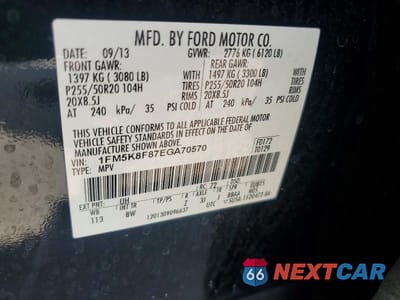 Zdjęcie 13 z 13 samochodu: 2014 FORD EXPLORER LIMITED VIN:1FM5K8F87EGA70570 - miniatura