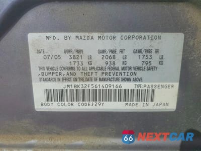 Zdjęcie 12 z 12 samochodu: 2006 MAZDA 3 I VIN:JM1BK32F561409166 - miniatura