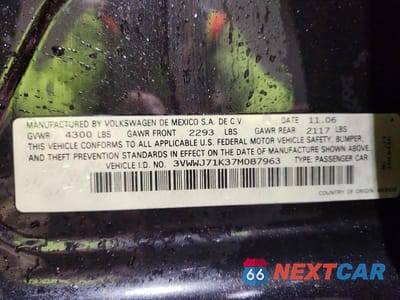 Zdjęcie 12 z 12 samochodu: 2007 VOLKSWAGEN JETTA GLI OPTION PACKAGE 1 VIN:3VWWJ71K37M087963 - miniatura