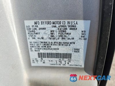Zdjęcie 12 z 12 samochodu: 2004 FORD F150 VIN:1FTRX12W24NA10239 - miniatura