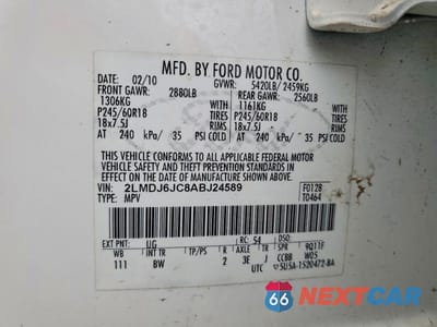 Zdjęcie 13 z 13 samochodu: 2010 LINCOLN MKX VIN:2LMDJ6JC8ABJ24589 - miniatura