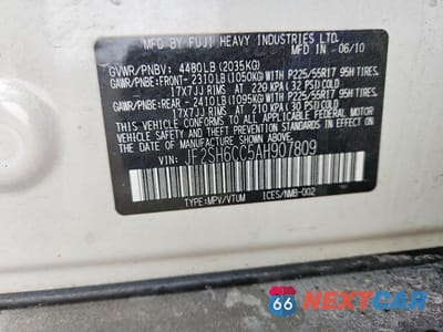 Zdjęcie 12 z 12 samochodu: 2010 SUBARU FORESTER 2.5X PREMIUM VIN:JF2SH6CC5AH907809 - miniatura