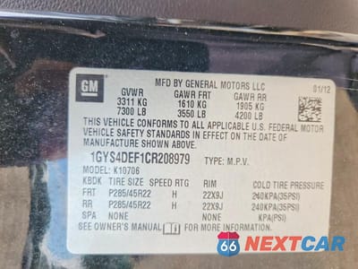 Zdjęcie 13 z 13 samochodu: 2012 CADILLAC ESCALADE PLATINUM VIN:1GYS4DEF1CR208979 - miniatura